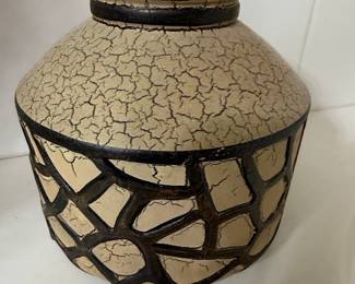 Raku-style Crackle Glaze Ceramic Vases and Basket