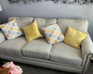 Transitional Style Upholstered Armchair and Sofa Set with Nailhead Trim