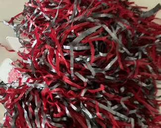 Red and Silver Metallic Pom-Poms