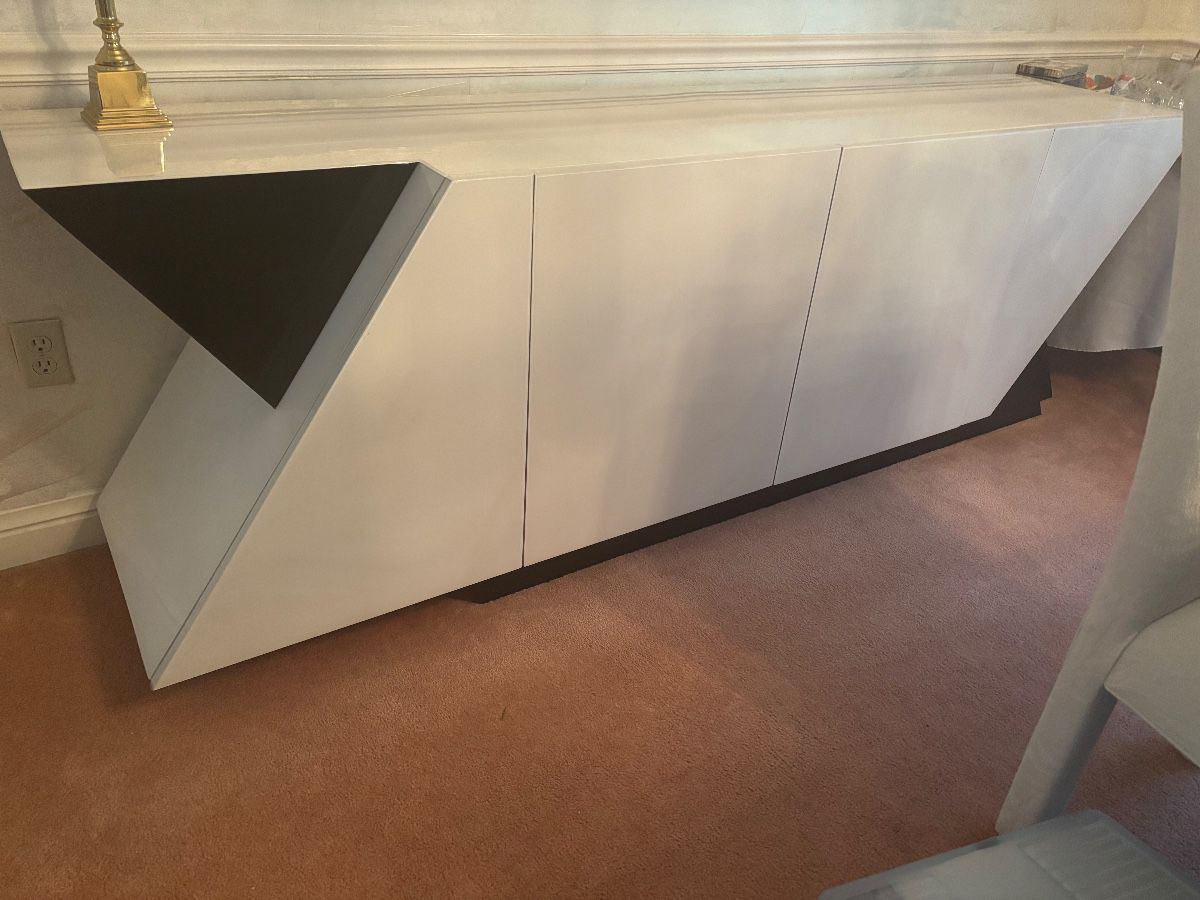CREAM AND BLACK LACQUER BUFFET WITH MATCHING TABLE B]FROM DECOR INTERIORS