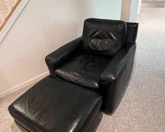 BLACK CHAIR AND OTTOMAN