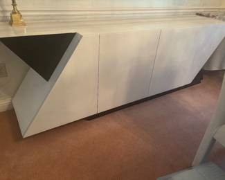 CREAM AND BLACK LACQUER BUFFET WITH MATCHING TABLE B]FROM DECOR ONE