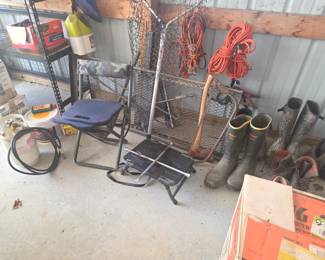 Several cords, axes,  useful items
