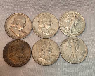 Silver Half Dollars Lot Of 6
