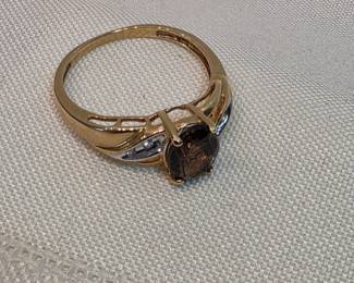 10k Gold With Smokey Quartz Ring