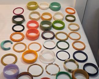 Bakelite Lucite Plastic Crazy Antique Bracelet Lot