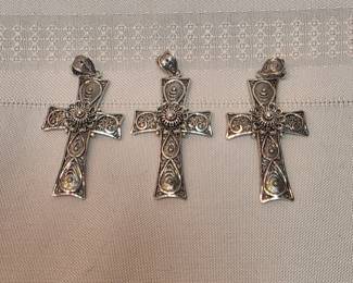 3 Sterling Silver Crosses