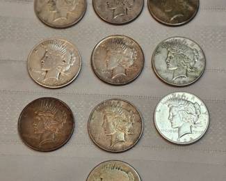 Peace Silver Dollars Lot Of 10
