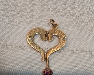 14k Gold Pendant Charm With Rubies