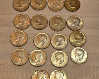 Kennedy Silver Clad Half Dollars Lot Of 18