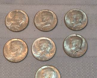 7 Kennedy Silver Half Dollars 1964