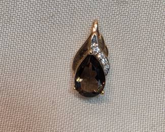 10k Gold Pendant With Smokey Quartz