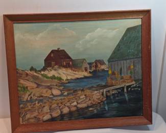 Oil Painting On Board Coastal Scenery 1950