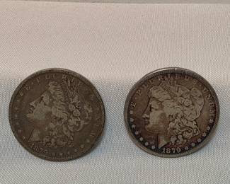 Pair Of 1879 Morgan Silver Dollars