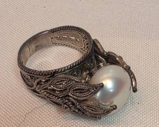 Sterling Silver And Pearl Ring