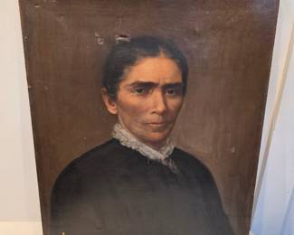 American Woman Folk Art Oil Painting On Canvas
