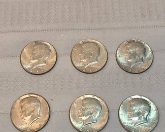 6 Silver Clad Kennedy Half Dollars