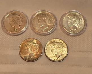 Peace Dollars Lot Of 5