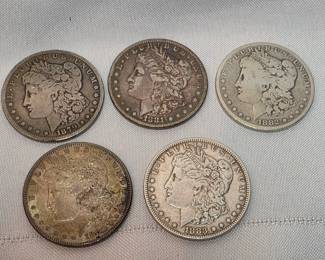 Lot Of 5 Morgan Silver Dollars