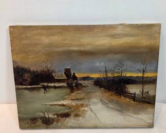 Oil Painting On Canvas Returning Hom From A Day In The Field