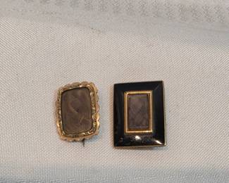Small Antique Hair Locket Brooches