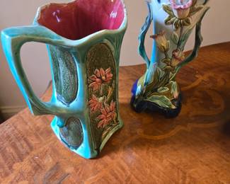 several choice majolica pieces