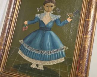 Vintage era of a child oil on canvas...Mexico or Central America. 
