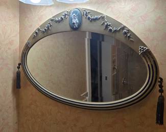 Rare deco era mirror with Wedgewood embellishment.