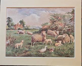 original watercolor sheep c 1930s