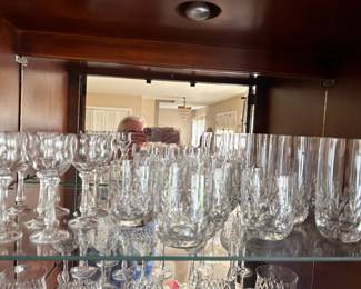 lots of vintage glasses and barware including this turquoise set and lots of Fenton