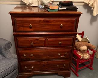 nice dressers, chairs, 4 poster twin bed and a brass trundle bed