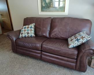 Leather electric reclining sofa 