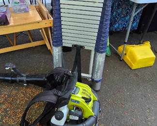 Telescope ladder and gas power leaf blower