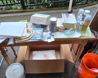 Kids table and crafting supplies