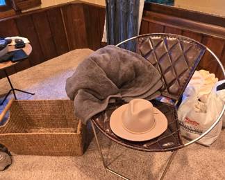 Round chair and wicker basket