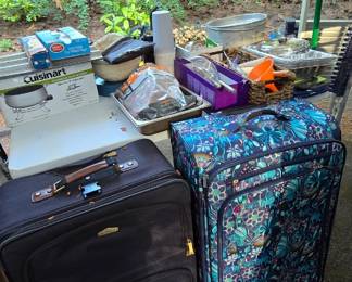 Luggage, fondue pot, & baking