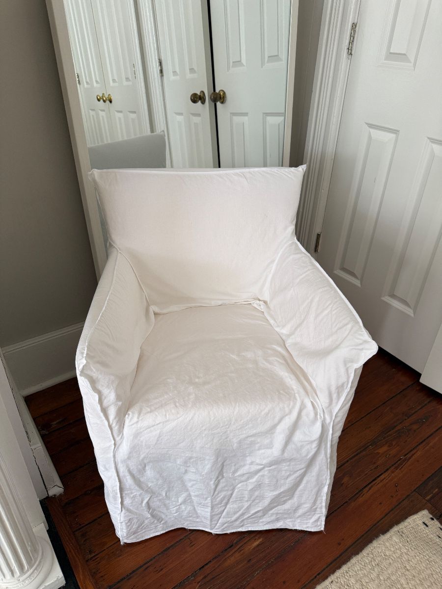  PAIR OF Gervasoni Ghost 25 Slipcover Highback Armchairs - White Buy the Pair $300