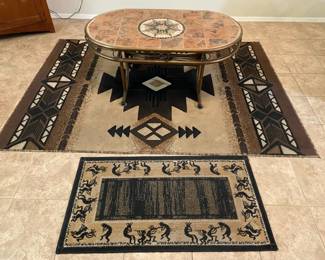Mosaic Coffee Table  Two Rugs