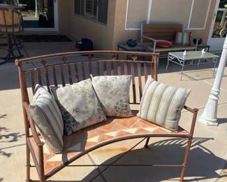 Saltillo Tile And Rustic Metal Patio Sofa