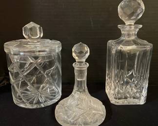 Glass Storage Container And Two Decanters