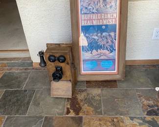 Vintage Phone And Wild West Framed Poster