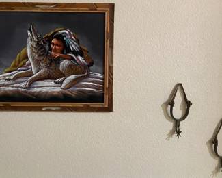 Native AmericanWolf Art  Spur Decor