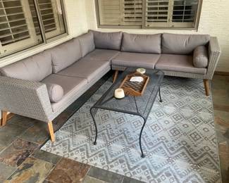 Two Piece Patio Sofa, Rug, Coffee Table And More