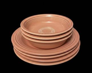 Fiesta Ware Rose Color Dinner Plates and Bowls
