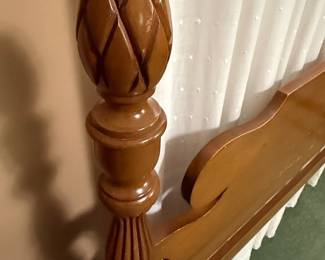 Vintage Pineapple Full Size Post Bed Frame with Maple Bedroom Suite