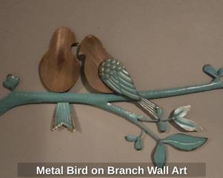Metal Bird on Branch Wall Art