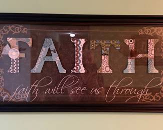 Framed "FAITH" Wall Art with Script and Decorative Letters