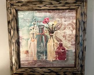 Blush Poppies & Eucalyptus In Bottles Landscape Print