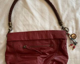 The Sak Red Leather Fold-Over Shoulder Bag