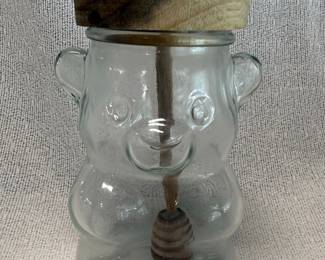 Target Bullseye Playground Glass Bear Honey Pot with Wooden Dipper